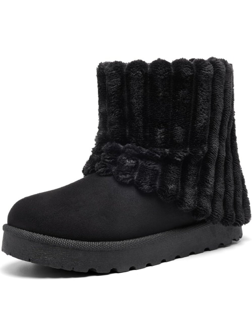 Cozy Women's Platform Suede Ankle Snow Boots - Warm Fuzzy Fur Lined, Anti-Slip